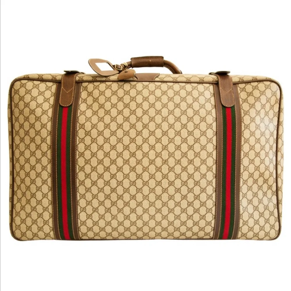 Must go!!XXL AUTHENTIC RARE 1970s Gucci Beige and Brown Travel Bag